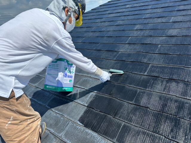 島田市 屋根塗装 作業中