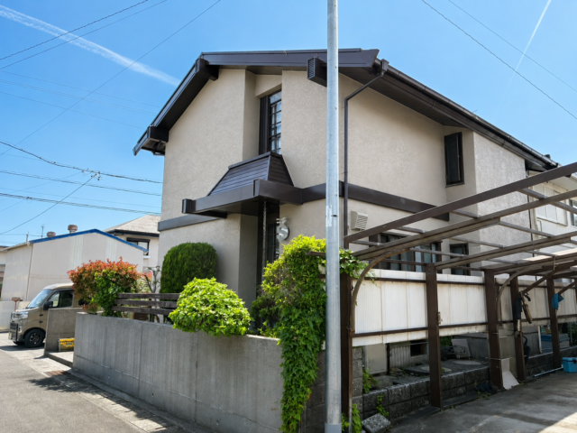 島田市で外壁塗装が完成したミサワホームK様邸の全景
