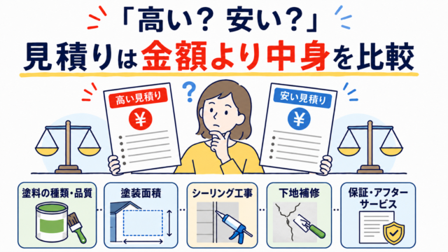 高い見積りと安い見積りは金額より工事内容を比較