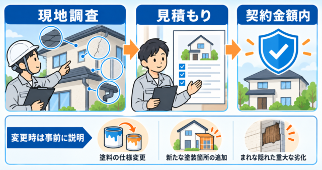 岩田塗装店の現地調査から見積もりと追加費用の事前説明までの流れ