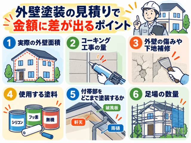 外壁塗装の見積もり金額に差が出る6つのポイント